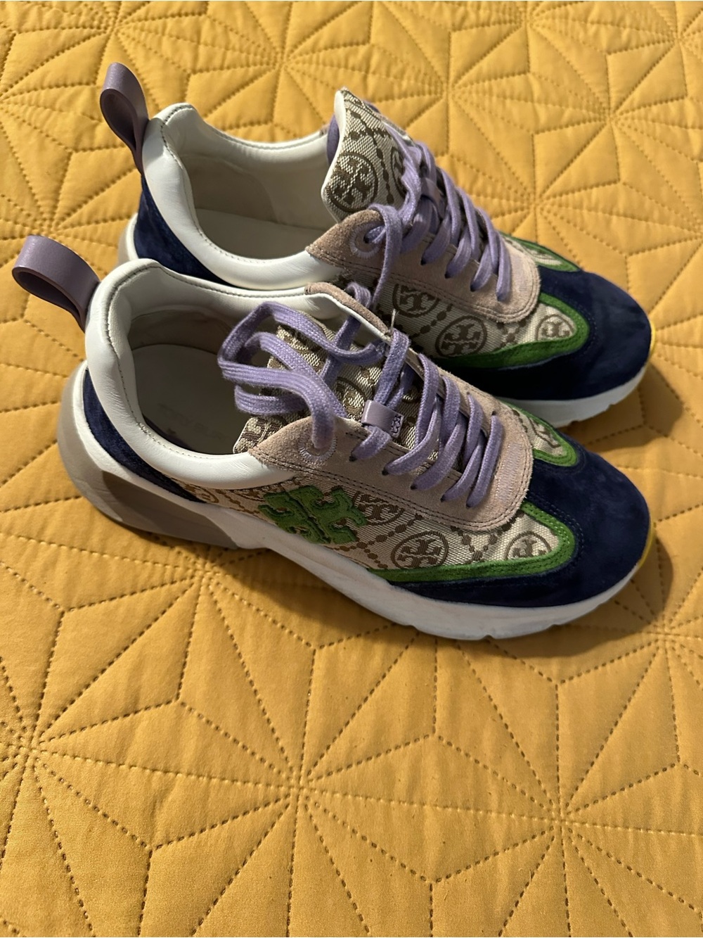 Tory Burch Lavender, Navy & Green Logo-Accent Women's Sneakers